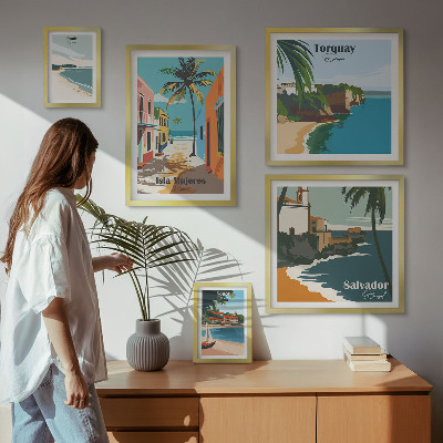Decorațiune de perete set tablouri Plaje colorate de pe malul mării