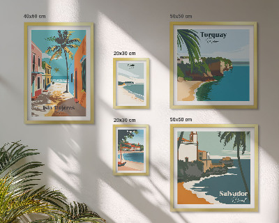 Decorațiune de perete set tablouri Plaje colorate de pe malul mării