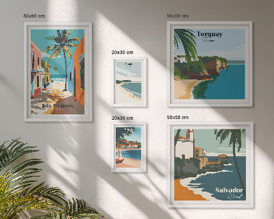Decorațiune de perete set tablouri Plaje colorate de pe malul mării