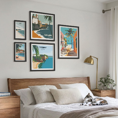 Decorațiune de perete set tablouri Plaje colorate de pe malul mării
