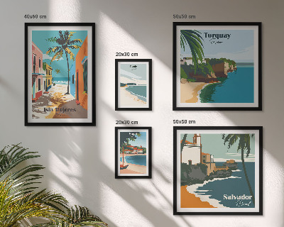 Decorațiune de perete set tablouri Plaje colorate de pe malul mării