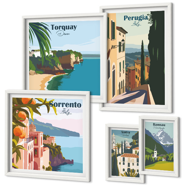 Decorațiune de perete set tablouri Orașe pitorești italiene