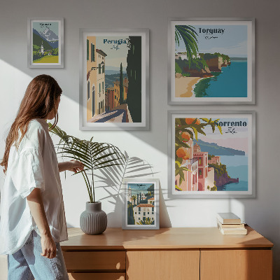 Decorațiune de perete set tablouri Orașe pitorești italiene