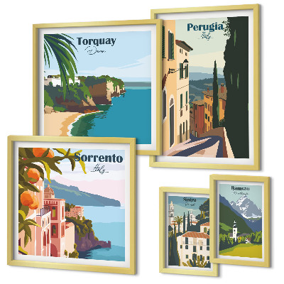Decorațiune de perete set tablouri Orașe pitorești italiene