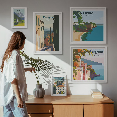 Decorațiune de perete set tablouri Orașe pitorești italiene