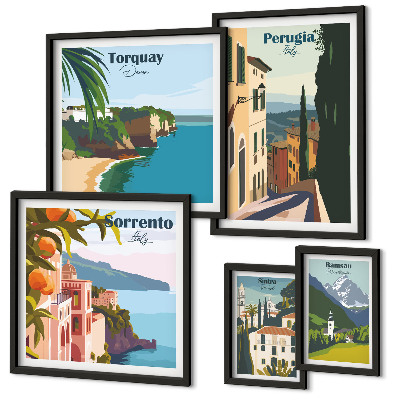 Decorațiune de perete set tablouri Orașe pitorești italiene