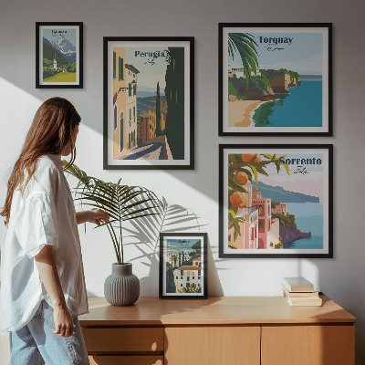 Decorațiune de perete set tablouri Orașe pitorești italiene