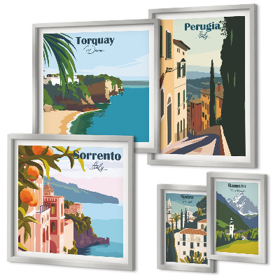Decorațiune de perete set tablouri Orașe pitorești italiene