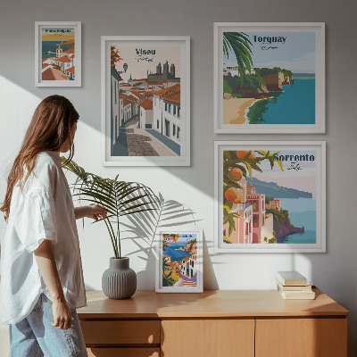 Decorațiune de perete set tablouri Orașe pitorești ale Europei