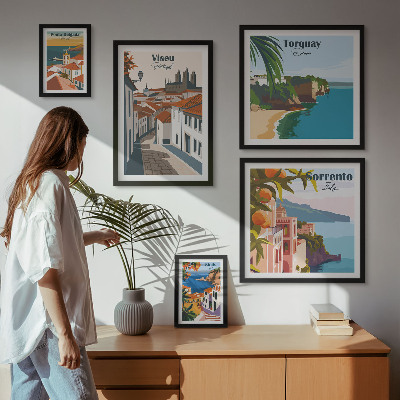 Decorațiune de perete set tablouri Orașe pitorești ale Europei