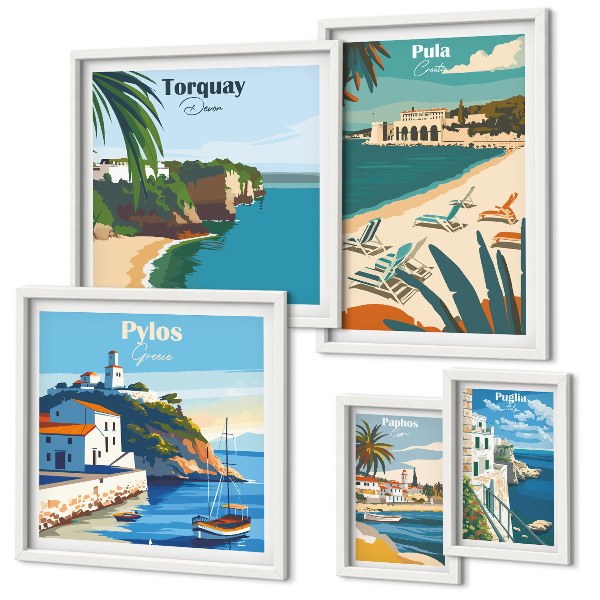 Decorațiune de perete set tablouri Peisaje de coastă ale Europei