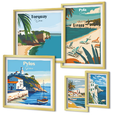 Decorațiune de perete set tablouri Peisaje de coastă ale Europei
