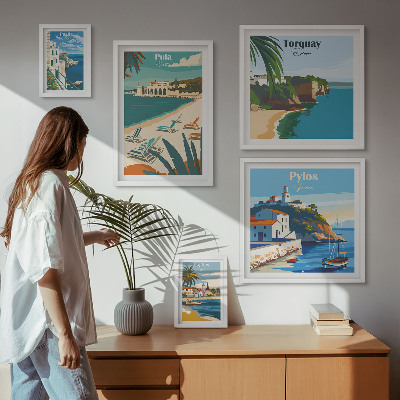Decorațiune de perete set tablouri Peisaje de coastă ale Europei
