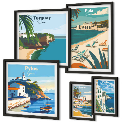 Decorațiune de perete set tablouri Peisaje de coastă ale Europei