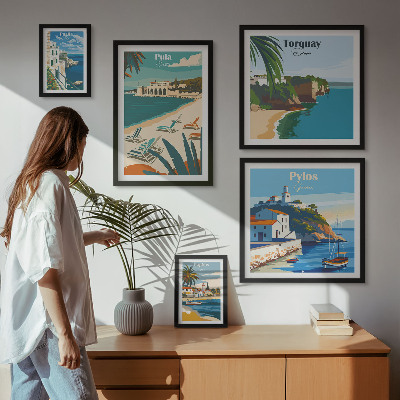 Decorațiune de perete set tablouri Peisaje de coastă ale Europei