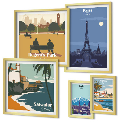 Polyptic înrămat Orașe europene retro emblematice