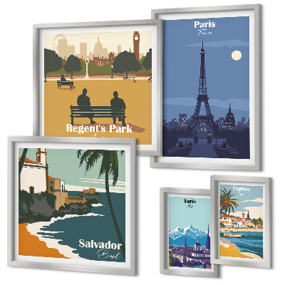 Polyptic înrămat Orașe europene retro emblematice