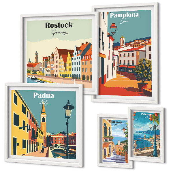 Decorațiune de perete set tablouri Vederi ale arhitecturii orașelor europene