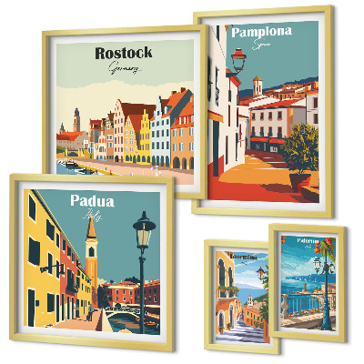 Decorațiune de perete set tablouri Vederi ale arhitecturii orașelor europene
