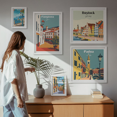 Decorațiune de perete set tablouri Vederi ale arhitecturii orașelor europene