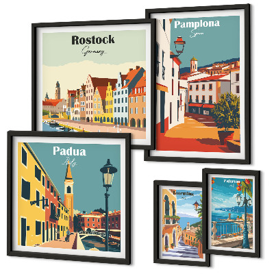 Decorațiune de perete set tablouri Vederi ale arhitecturii orașelor europene