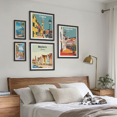 Decorațiune de perete set tablouri Vederi ale arhitecturii orașelor europene
