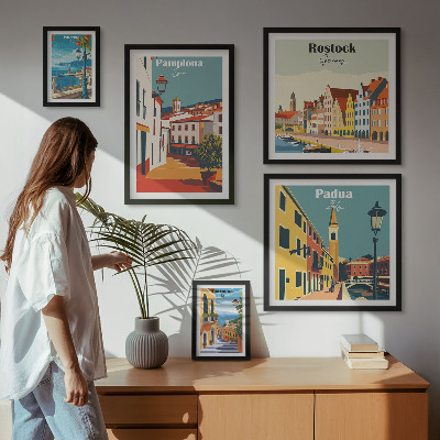 Decorațiune de perete set tablouri Vederi ale arhitecturii orașelor europene
