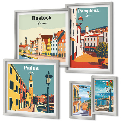 Decorațiune de perete set tablouri Vederi ale arhitecturii orașelor europene