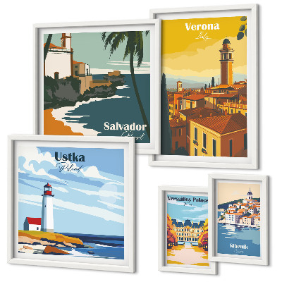 Decorațiune de perete set tablouri Peisaje urbane cu felinare