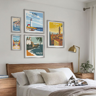 Decorațiune de perete set tablouri Peisaje urbane cu felinare
