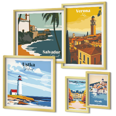 Decorațiune de perete set tablouri Peisaje urbane cu felinare