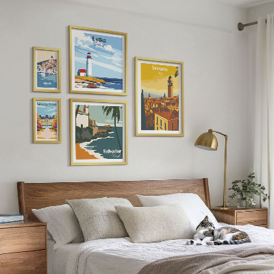 Decorațiune de perete set tablouri Peisaje urbane cu felinare