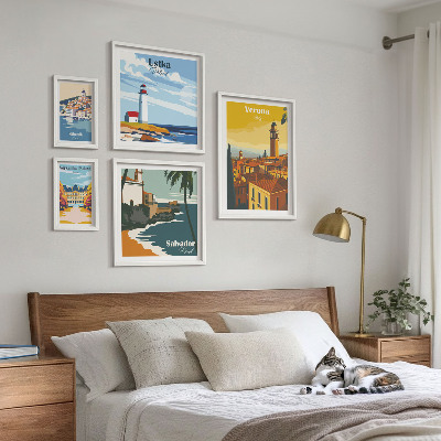 Decorațiune de perete set tablouri Peisaje urbane cu felinare
