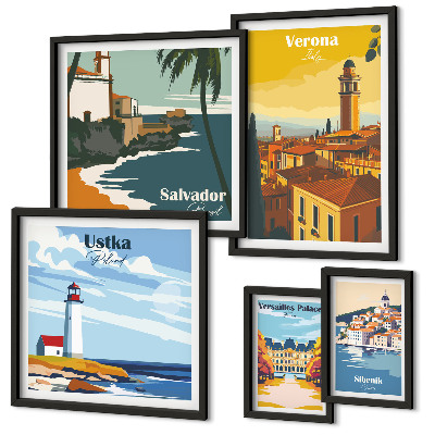 Decorațiune de perete set tablouri Peisaje urbane cu felinare
