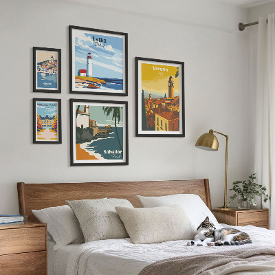 Decorațiune de perete set tablouri Peisaje urbane cu felinare