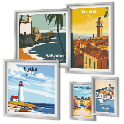 Decorațiune de perete set tablouri Peisaje urbane cu felinare