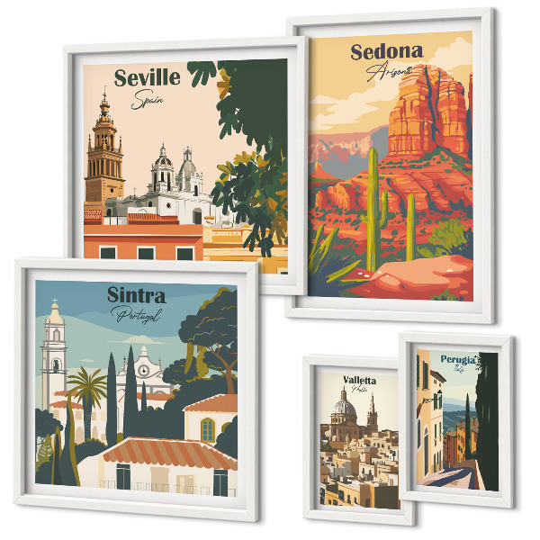 Decorațiune de perete set tablouri Peisaje turistice ale lumii