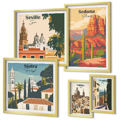 Decorațiune de perete set tablouri Peisaje turistice ale lumii