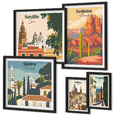 Decorațiune de perete set tablouri Peisaje turistice ale lumii