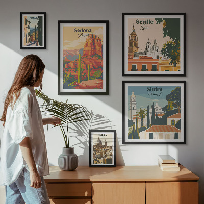 Decorațiune de perete set tablouri Peisaje turistice ale lumii