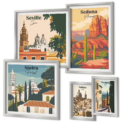 Decorațiune de perete set tablouri Peisaje turistice ale lumii