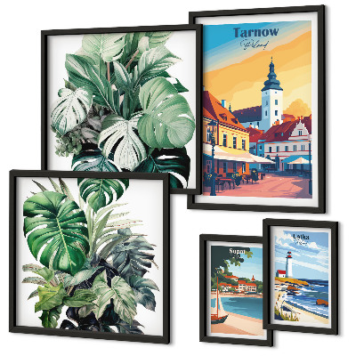 Decorațiune de perete set tablouri Flora orașelor de coastă poloneze