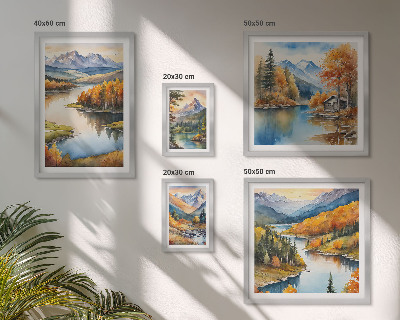 Decorațiune de perete set tablouri Râuri de munte copaci de toamnă