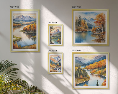 Decorațiune de perete set tablouri Râuri de munte copaci de toamnă