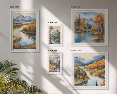 Decorațiune de perete set tablouri Râuri de munte copaci de toamnă