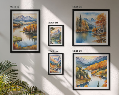 Decorațiune de perete set tablouri Râuri de munte copaci de toamnă
