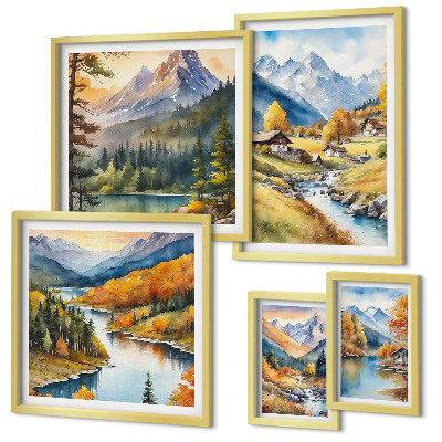 Polyptic înrămat Peisaje montane ale văii râului