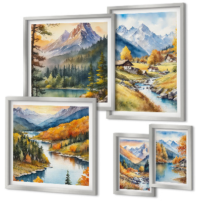 Polyptic înrămat Peisaje montane ale văii râului