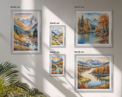 Decorațiune de perete set tablouri Toamnă munți râuri case