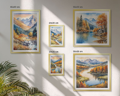 Decorațiune de perete set tablouri Toamnă munți râuri case